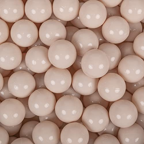 KiddyMoon 50 Balles/7Cm Balles Colorées Plastique pour Piscine Enfant Bébé Fabriqué en EU, Beige Pastel