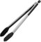 U-Taste 41cm 315℃ Pinzas de cocina de silicona resistentes al calor con puntas de goma antiadherentes firmemente selladas, mango de acero revestido de silicona y bloqueo suave para barbacoa (Negro)