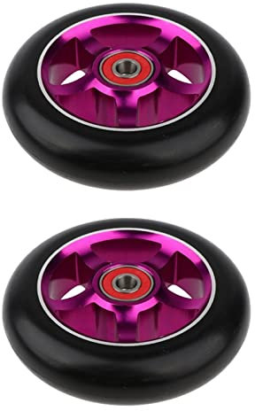 TRENDYBOY Stunt-Scooter-Räder aus Aluminiumlegierung, 100 mm, mit Kugellager, Kick-Scooter, Roller-Teile, Ersatzzubehör (Farbe: lila)