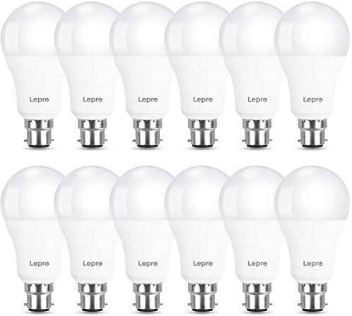 Lepro Bayonet Light Bulbs 100W Equivalent, Cool White 6500K, 13W 1520lm Super Bright LED Bayonet Bulb, Daylight B22 LED Bulbs, BC GLS Energy Saving Lightbulbs Bayonet, Non-dimmable, Pack of 12