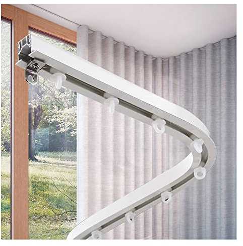 Vorhangschiene Gardinenschiene Gardinenstange Weiß Versenkte Schiebevorhangschiene Flexibel Biegbar, Verdeckt An Der Decke Montiert Aluminium Raumteiler Vorhangstange Für Erkerfenster/Balkon/Dusche (