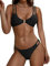 ZAFUL Damen O-Ring Bikini Doppel Schultergurte Bikini Set Farbblock Badeanzug Frecher Zweiteiliger Badeanzug, 0-schwarz, Large