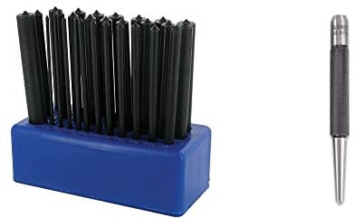 Silverline 250575 Transfer Punch Set 28pce 3/32 - 17/32 (2.4-13.4 mm) & Starrett 117D Centre Punch with Round Shank