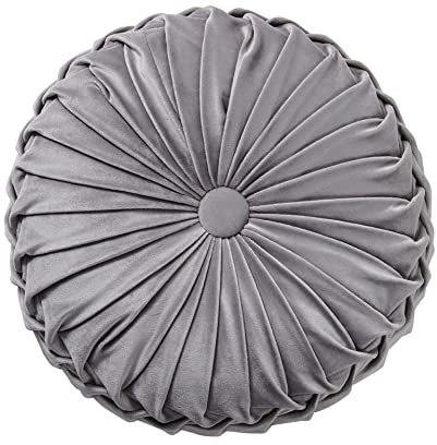 Aixingxing Runde werfen Kissen für Couch 38CM, Kürbis Rad Runde Samt Kissen für Sofa Bett Stuhl Boden Auto nach Hause dekorativ (Grau)