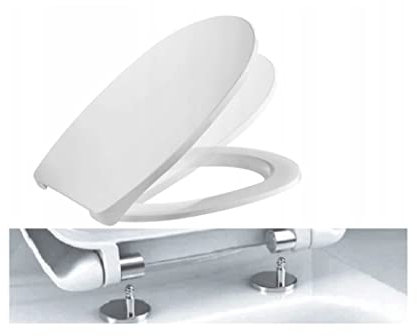 Ramm Toilettensitz mit Absenkautomatik Soft Close | WC Sitz aus antibakteriellem Duroplast| Made in EU | kompatibel mit V & B O.NOVO VITA | inklusive Befestigungsmaterial