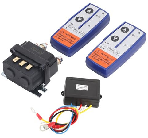Asixxsix Contacteur de Relais de Solénoïde de Treuil 12 V 250 A avec 2 Pièces de Télécommande de Treuil sans Fil Kit de Relais de Treuil Universel pour ATV UTV Camion Motoneige Tondeuse