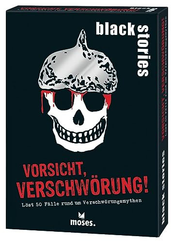moses. Black Stories Vorsicht, Verschwörung! - 50 Rätsel mit Fällen rund um Verschwörungsmythen, Krimi Kartenspiel mit Spielvariante und Punktechips, Rätselspiel für Jugendliche und Erwachsene