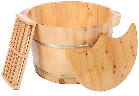 FOMIYES 1 Set Holz-Fußeimer Fuß-Spa-Massagegerät Pediküre-Wanne Fußbadewanne Praktische Fußwanne Pediküre-Schalen Für Füße Holz-Fußwanne Khaki-Fußbecken Heim-Fußbadbecken