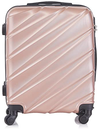 R.Leone Valigia EasyJet 56x45x25 cm Trolley Bagaglio a mano in ABS 4 Ruote 2130 (S 56x45x25cm, Rose Gold)