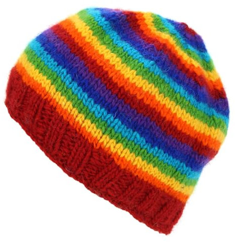 LOUDelephant Wollstrickmütze, Streifen Heller Regenbogen, One size
