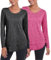 Deaviya Womens Long Sleeve Sports Tops UK, Sport Yoga T-Shirt Workout Running Tops, Crew Neck Quick Dry Golf Activewear Ladies Gym Sports Top, XXL,Black+Red