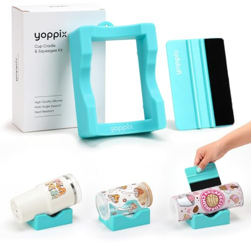 YOPPIX Silicone Cup Cradle, Cup Cradle for Tumblers and Cup Cradle for Apply UV DTF Decals/Apply Vinyl Decals/Sublimating Tumblers, Hanging Storage Cup Holder