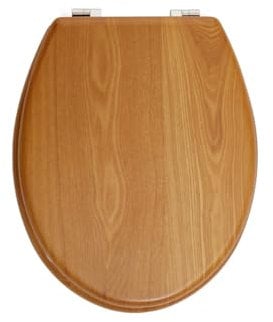 Premier Housewares Natural Light Oak Toilet Seat Durable Build to Last Universal Upgrade Your Bathroom Seat Easy-Lift Lid with Scratch-Resistant PVC Veneer 47x6x36