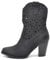 IF Fashion Stivali Stivaletti Tronchetti Camperos da Donna Traforato Con Tacco Pelle Sintetica Effetto Jeans GR-6653 nero N.39