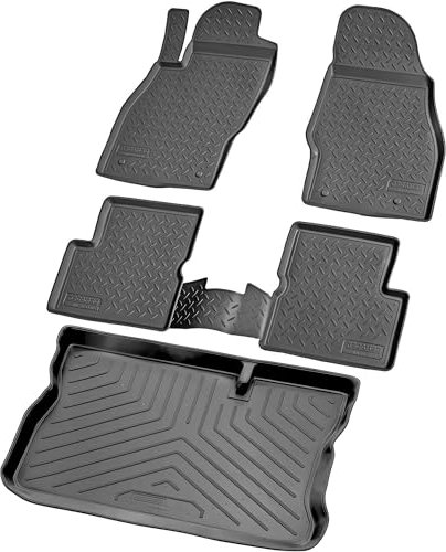 RECAMBO Gummimatten & Kofferraumwanne Set passend für Opel Corsa D, Corsa E | ab 2006> - 100% passgenaue Auto Fußmatten und Kofferraummatte aus hochwertigen rutschfesten TPE - Schwarz