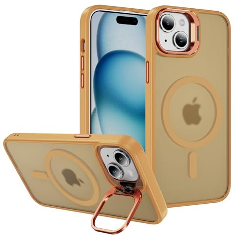 Hitaoyou Translucent Matte Camera Kickstand iPhone 13 Case - Magsafe Compatible, Military Grade Shockproof Orange