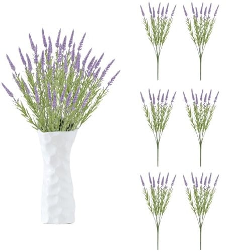astylishome Fake Flowers Kunstblumen für Außen 42 Bündel Lavendel Künstliche Blumen Wetterfeste Balkonpflanzen Künstlich Pflanzen für Outdoor Indoor Balkon Lila 1505