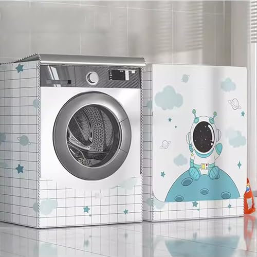 Kongdson Washing Machine Cover Front Loading Washer Dryer Protector Cover Tumble Dryer Case Cover Waterproof Sunscreen Washer Protection (M:85x60x50cm,White)