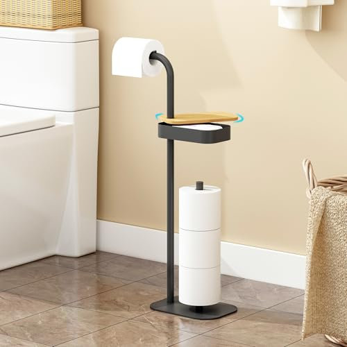 Porte-Papier Toilette Freistehend - Rostfreier Porte-Rouleau de Papier Toilette Debout für 4 Rollen, Papier Toilette avec étagère et Porte-Rouleau de Rechange