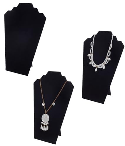 FINGERINSPIRE 3 soporte de Cadena de Terciopelo para Collar Color Negro 31cm de Altura Soporte para Joyas Soporte para Cadena Expositores de Cartón para Collares Expositores de Busto para Cadenas