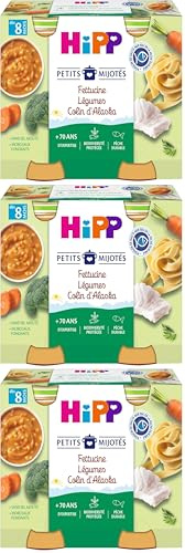 HiPP Biologique - Fettucine Légumes Colin d'Alaska 2 x 190 g (Lot de 3)