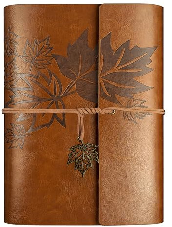 Qefuna PU Leder Notizbuch A5,Vintage Ringbuch Nachfüllbar Notebook, Reisetagebuch Tagebuch, Ringbuch Skizzenbuch Notizbuch (Braun)