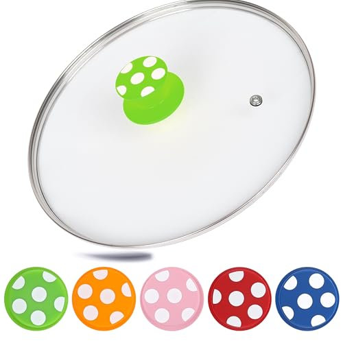 BEROSSI - Sicherer Glasdeckel mit rutschfestem Silikongriff – Retrodesign, hitzebeständig bis 450°F, für Töpfe und Pfannen in allen Größen (18cm) – hochwertiger Pfannendeckel und Topfdeckel