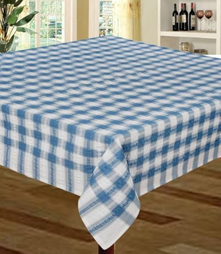 Snugglemore Seersucker 100% Cotton Tablecloth Sizes Napkins Also Available (Blue, 70 Round)