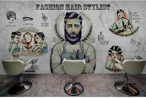 Vintage Man Woman Barber Shop 3D Wallpaper Office Living Room Sofa Bedroom TV Background Wall Decoration-430cm×300cm