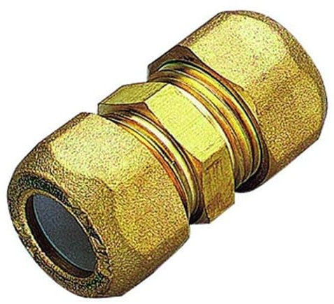 Tiemme Raccordo diritto intermedio con ogiva in ptfe per tubo rame, serie rinforzata, attacco 1/2, Ø 10 mm