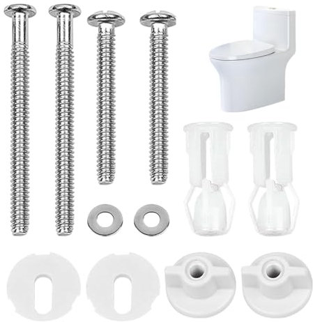 Xiciki 2 Pairs Toilet Seat Fittings, Universal Commode Seat Screws and Bolts, Toilet Seat Fixings, Expanding Rubber Top Nuts, Toilet Seat Fastener Bolt Kit for Fixing The Top Toilet seat