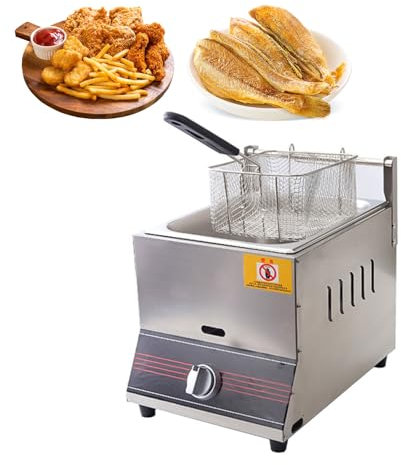 Friggitrice A Gas Professionale,Friggitrice Professionale A Gas,Potenza Di Fuoco Regolabile,L'Acciaio Inossidabile è Facile Da Pulire E Adatto Sia All'Uso Domestico Che Commerciale 29*39*35cm