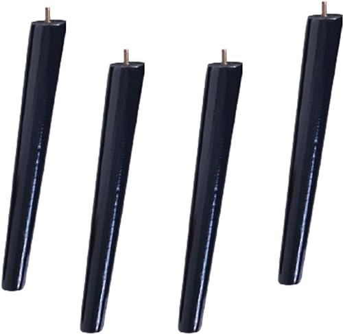 Lot de 4 pieds de meubles en bois massif noir fuselés pour canapé, fauteuil, armoire, droit, oblique, 60 cm