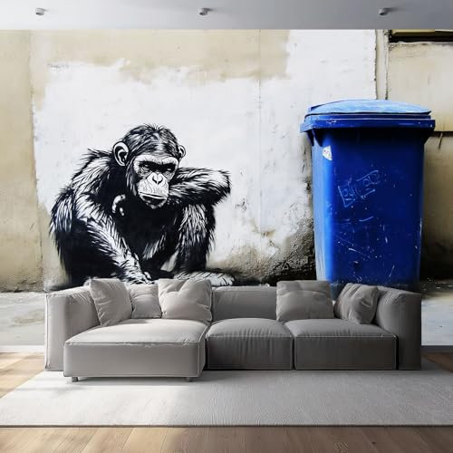 Self-Adhesive Photo Wallpaper Simple City Graffiti Home Decoration for Living Room Bedroom, Wallpaper Peel and Stick Animal Gorilla Pattern Waterproof Vinyl Wall Mural for Nursery 200 x 140 cm
