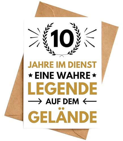 Palanemo Karte Dienstjubiläum 10 Jahre Firmenjubiläum Geschenk Glückwunschkarte 10 jähriges Arbeitsjubiläum Gratulationskarte