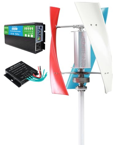 HUIZHITENGDA 3000w Windkraftanlage Vertikales Kit12v-220v Permanenter Maglev-Generator mit Stromünderer und Windladungsregler Geeignet für den Gebrauch im Freien und im Innenhof (3 Klingen)