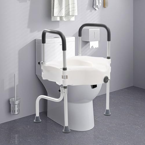 Erhöhter Toilettensitz mit Griffen, Toilettensitzerhöhung für ältere Menschen, 22,9 cm, 3-in-1 verstellbare Behinderten-Toilettensitzerhöhung, tragbarer erhöhter Toilettensitz für Erwachsene