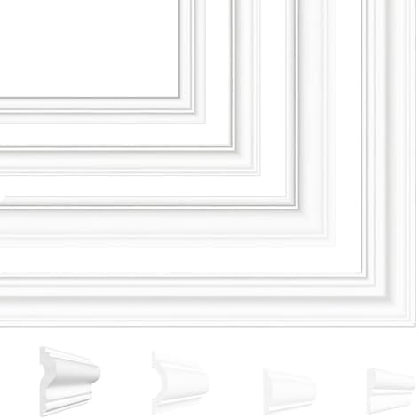 Natural Goods Berlin 1x Wandrahmen MARIE Zierleisten Wand Weiß, Wandleisten Selbstklebend Rahmen, Wandleisten Set Rahmen Bemalbar, Peel And Stick Wall Moulding, Stuckleisten Wand Rahmen 300 x 300 mm