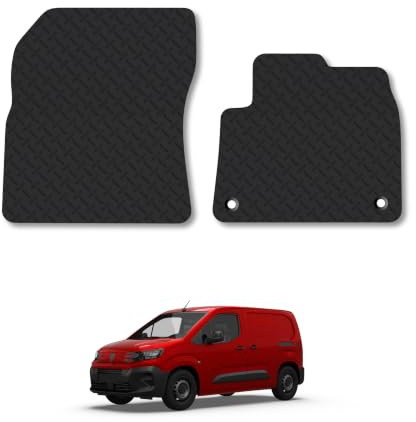 Peugeot Partner (2018+) 5mm Rubber Car Mats | Heavy Duty Rubber Tailored Fit Floor Mats Full Coverage Durable Waterproof Accessories Easy Clean Anti Slip Made in the UK