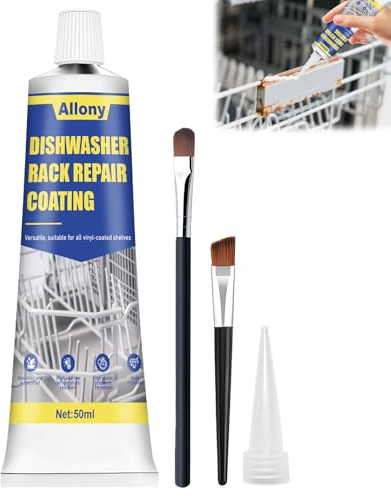 Gomma Liquida, Riparatore Vassoio Lavastoviglie, Impermeabile Antiruggine | Resistente Calore, Bianco Rivestimento Impermeabile per lavastoviglie Universale, Cestello Posate Lavastoviglie, 50ML