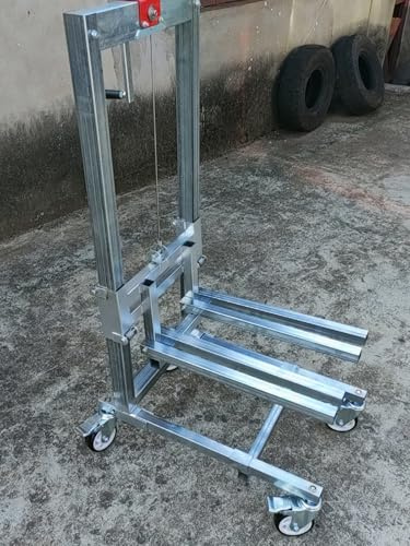 Faltbarer Palettenstapler, manueller Seilwinde Gabelstapler mit 360° Rollen, leichter Hubwagen für Baustelle und Garage