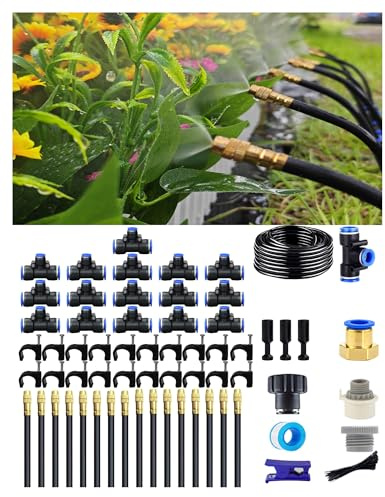 Drip Irrigation System - 360° Adjustable Micro Spray Sprinkler Kit for Garden, Easy Installation No Tools, Fine Mist Watering for Garden Potted Plants, Greenhouse, Patio​ Watering System