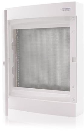 Intratec Kommunikationsverteiler Aufputz – 526 x 396 x 112 mm | Stromverteiler & Verteilerkasten IP40 mit weißer Tür und Stahl-Montageplatte für Router, Switch & Smart Home
