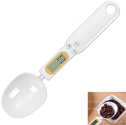 Cuchara Medidora Digital, Báscula Cuchara Precisión con Pantalla LCD para Cocina Especias Café Té Harina Líquidos, Cuchara Medidora Electrónica Portátil 0.1 g a 500 g con Función Tara