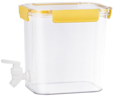 Lunaanda 3.5L Dispensador de Agua con Grifo, Dispensador de Bebidas Nevera sin BPA Recipiente de Agua con Tapa, Dispensador para Jugo, Té Helado, Limonada, Leche, Fiesta y Camping (Amarillo)