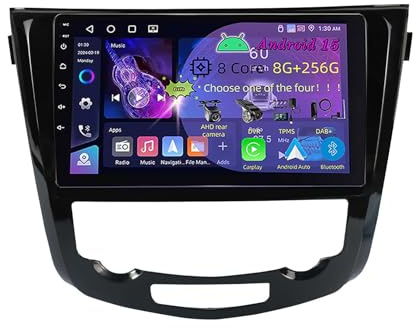 9 Pollici Doppio Din Android 15 Autoradio per Nissan Qashqai J11/X Trail T32 2013-2017 con Car Play Telecamera Posteriore Comandi al volante Bluetooth GPS FM Radio WIFI(C2 4+32G)