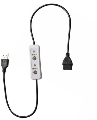 USB-Timer-Schalter-Verlängerungskabel, 60 cm, Kunststoff, 5 V, 2 A, Controller mit 3 Geschwindigkeiten und Timer für USB-Lüfter, Lichter