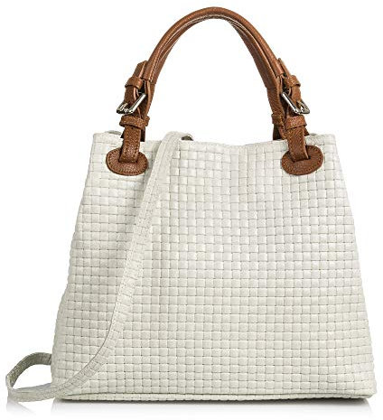 FIRENZE ARTEGIANI. Emanuela Sac fourre-tout pour femme en cuir véritable suède gravé serpent. Sac fourre-tout pour femme. Fabriqué en Italie. Vera Pelle Italiana.33 x 17 x 29 cm, blanc, 33x29x17 cm