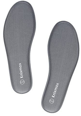 Knixmax Memory Schaum Einlegesohlen für Damen - Weich Einlagen Komfort Schuheinlagen für Sport, Freizeit und Beruf - für Sneaker, Wanderschuhe, Arbeitsschuhe - Frauen Grau 40 EU