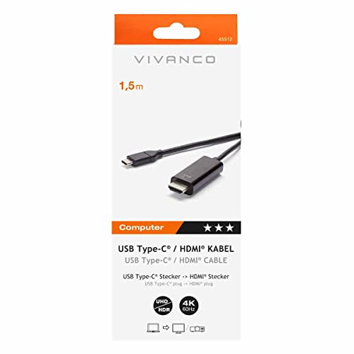 Vivanco CC UC HD 15 USB Type-C HDMI Black – Cable Adapter (USB Type-C, HDMI, Male, 1.5 m, Black)